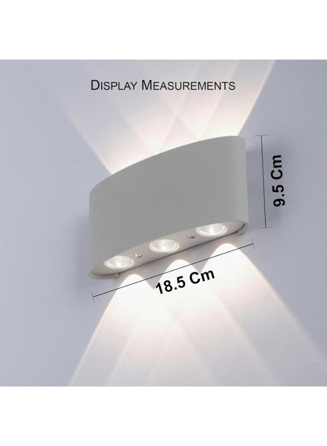 المفتاحة مصباح جداري LED مقاوم للماء - مصباح جداري عصري قابل للرفع والخفض | مصباح جداري خارجي بهيكل من الألومنيوم مزود بـ 6 مصابيح LED | مصباح جداري بسيط للجدران الخارجية والداخلية (أبيض) - Image 3
